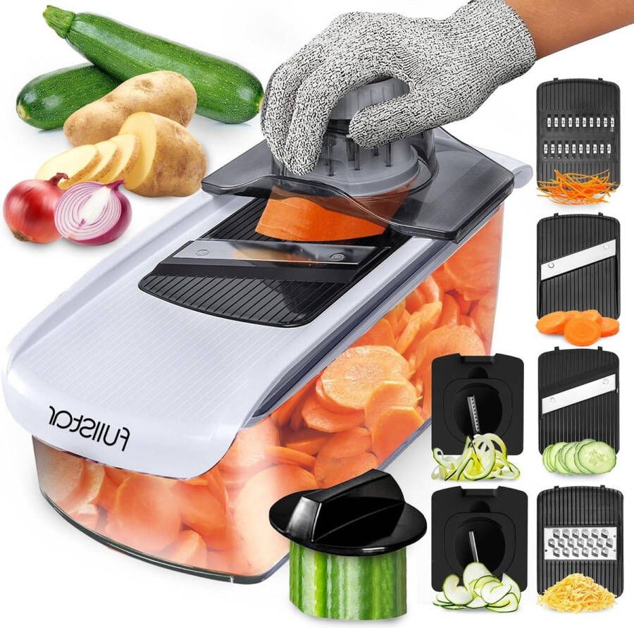Professionele Mandoline Snijder 6-in-1 Plantaardige Snijmachine Spiraalsnijder Handmatige Keuken Mandoline Aardappelsnijmachine Voedsel Snijmachine
