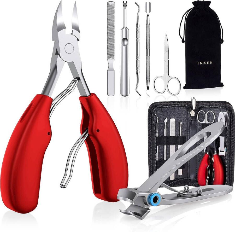 Professionele Manicure Nagelknipper Set Scherpe Nagelknipper Voor Dikke Ingegroeide Teennagels Roestvrijstalen Pedicure Voetverzorging Nagelknipper 7 Delige Manicure Kit Met Nagelschaartje Rood