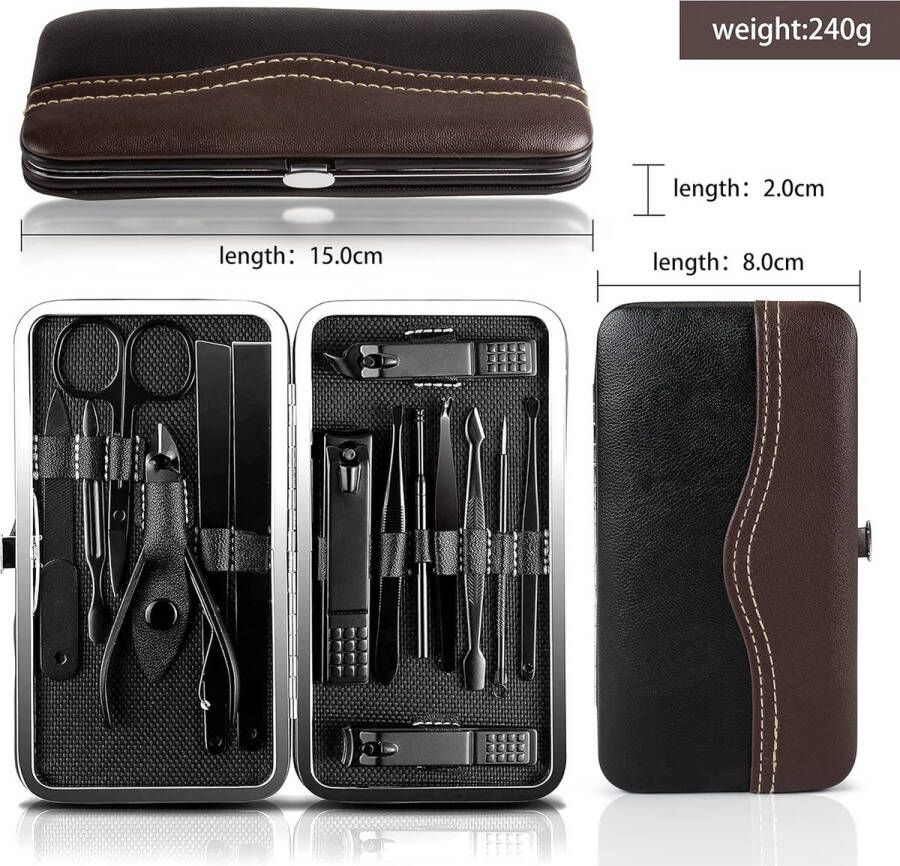Professionele Manicureset Manicure Set Professionele Pedicure Kit Nagelverzorging Gereedschap 15-piece