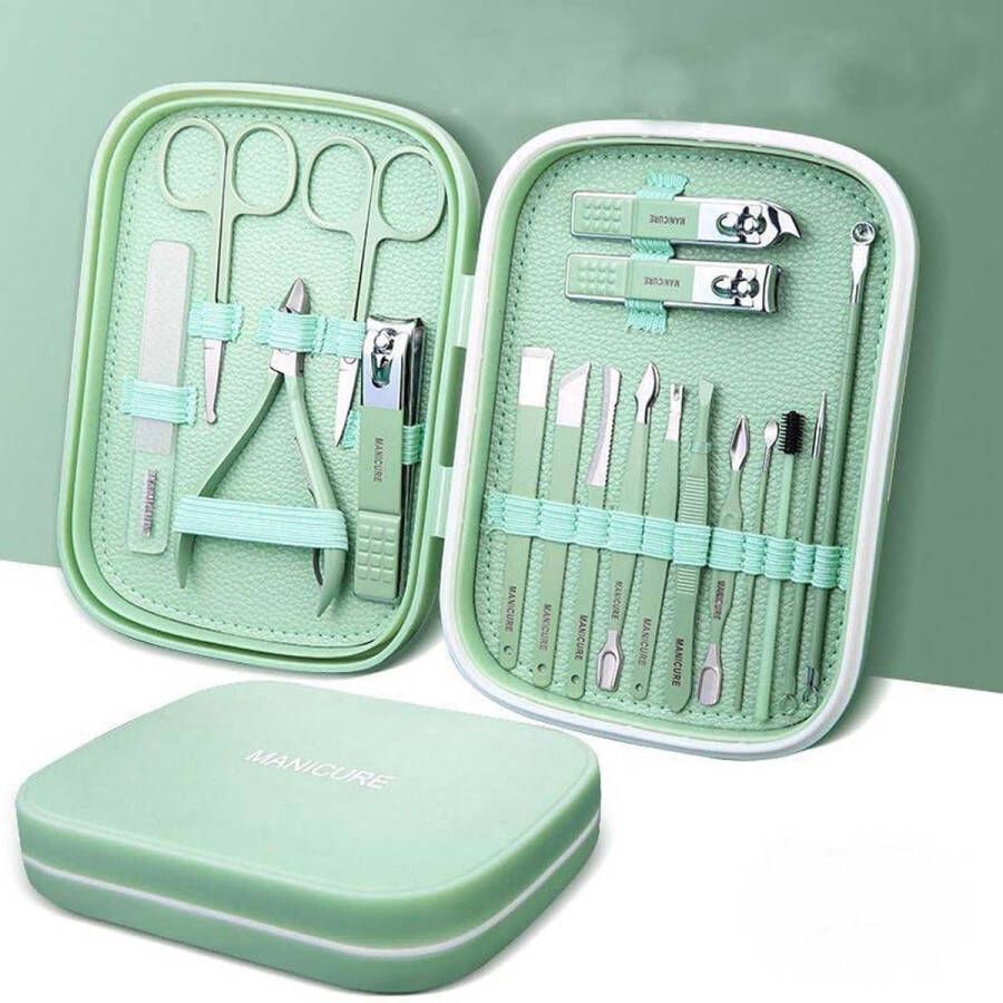 Professionele Manicureset Manicure Set Professionele Pedicure Kit Nagelverzorging Gereedschap 18-in-1