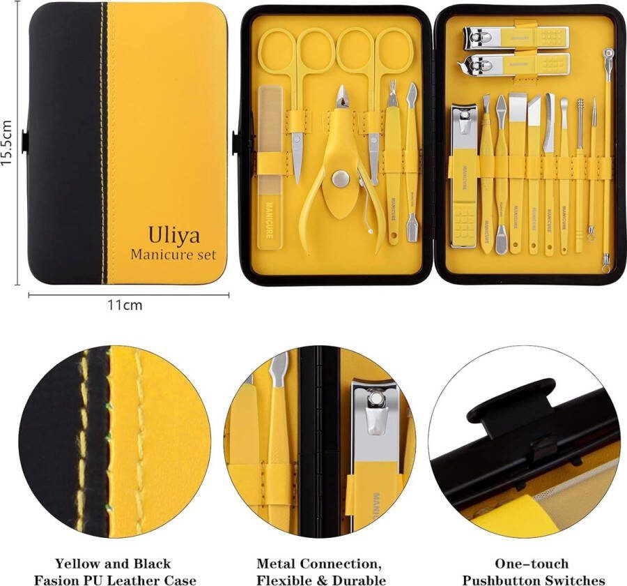 Professionele Manicureset Manicure Set Professionele Pedicure Kit Nagelverzorging Gereedschap 18Pcs