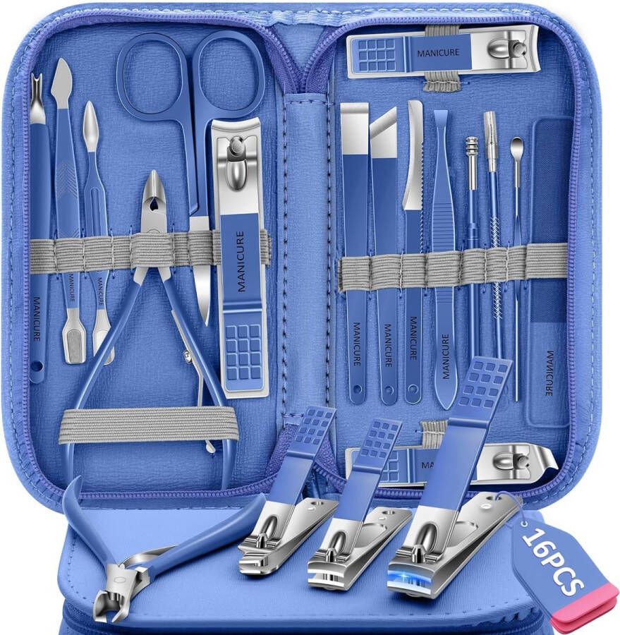 Professionele Manicureset Manicure Set Professionele Pedicure Kit Nagelverzorging Gereedschap set of 16