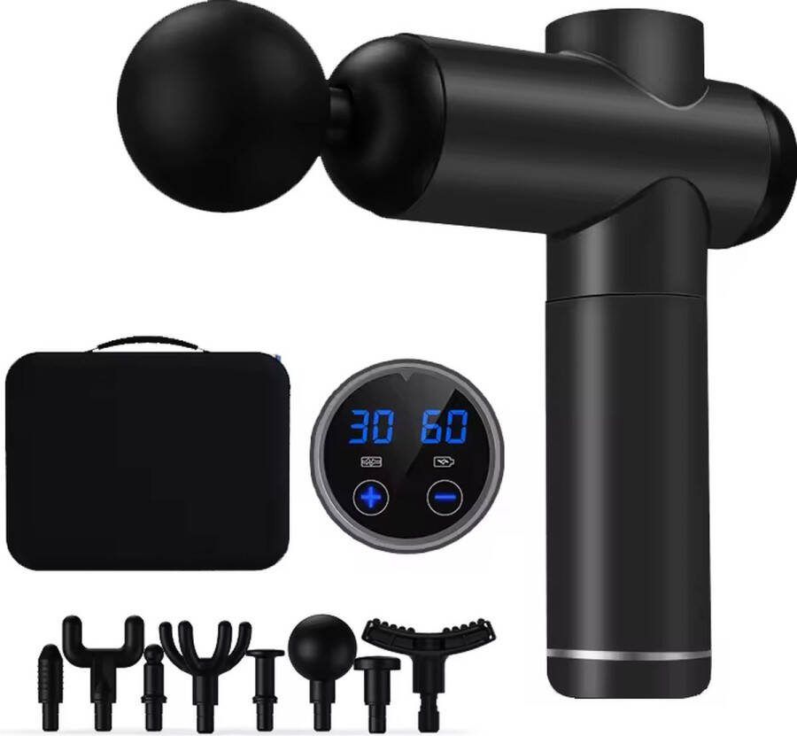 Professionele Massage Gun 2024 Zwart 8 opzet stukken 99 standen Hoofd Massage Lichaam Massage Gratis opbergtas