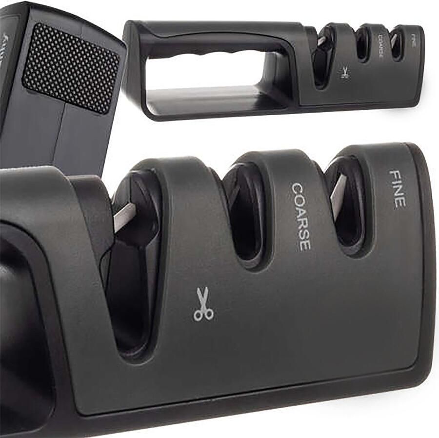 Professionele Messenslijper Doortrekslijper Zwart Anti slip Messen slijper Slijpen Mes Messenslijpers Professionele Slijper 3 Standen Ergonomisch Messen Scharen slijper