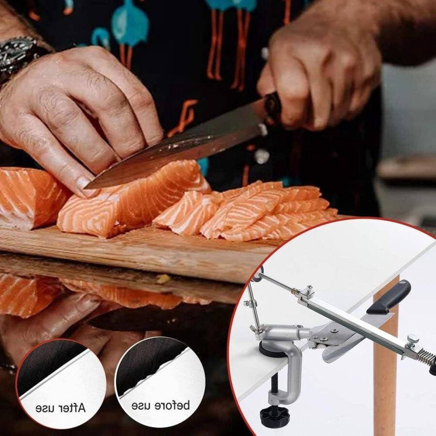 Professionele messenslijper met 360 flip-ontwerp handmatig slijpen 4 slijpstenen 3 diamantslijpstenen