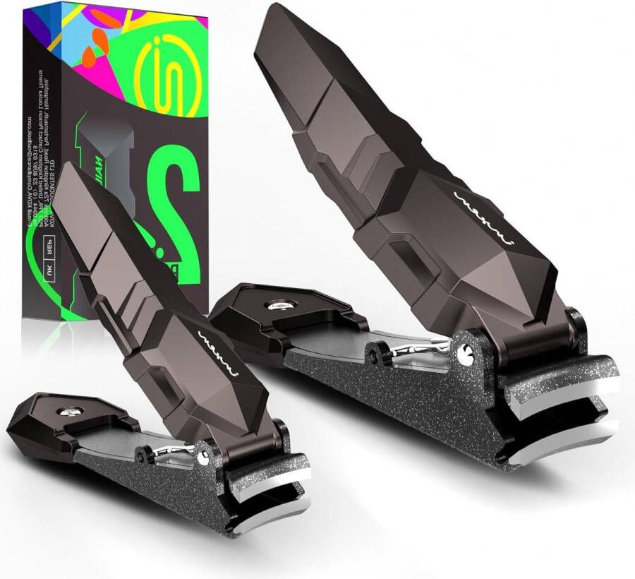 Professionele nagelknipper met opvangbak Scherpe roestvrijstalen nagelknipper Grote nagelknipper voor vingernagels en teennagels Nagelknipper