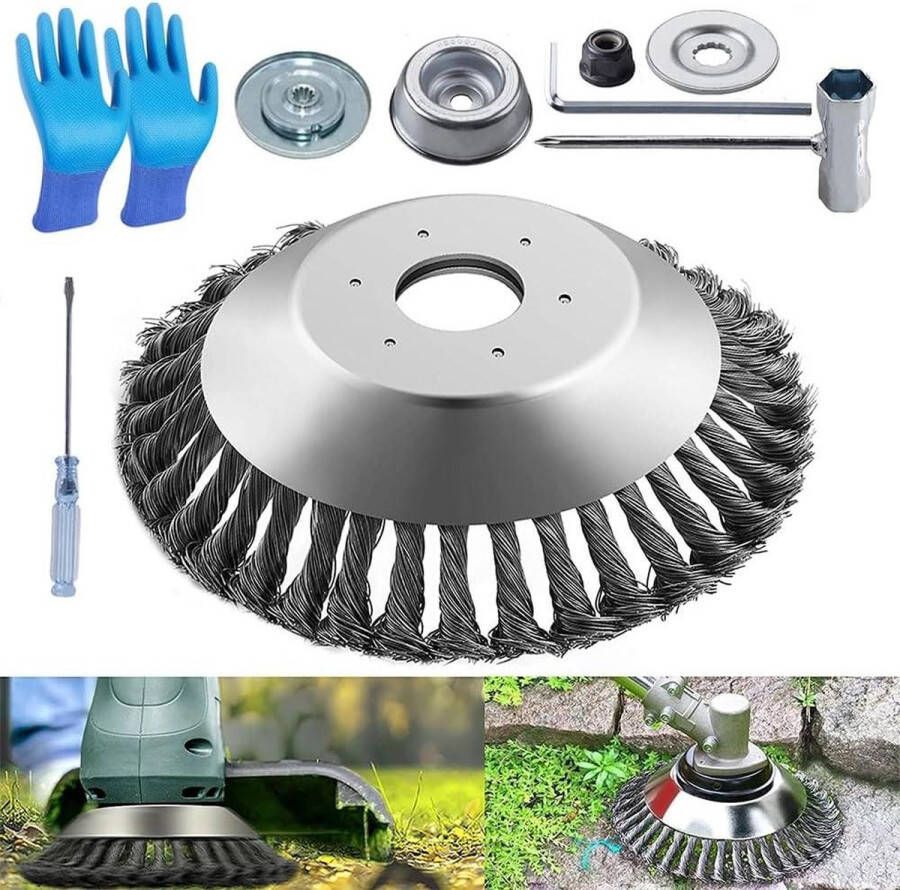 Professionele onkruidborstel 8 inch voor grastrimmer 254 mm boring inclusief installatieaccessoires Onkruidborstel