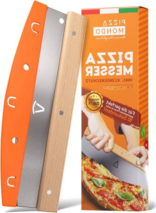 Professionele pizzasnijder Effectiever dan premium pizzasnijder Roestvrij stalen pizza-weegmes 32 cm Houten handvat Snel en gelijkmatig snijden pizzasnijder
