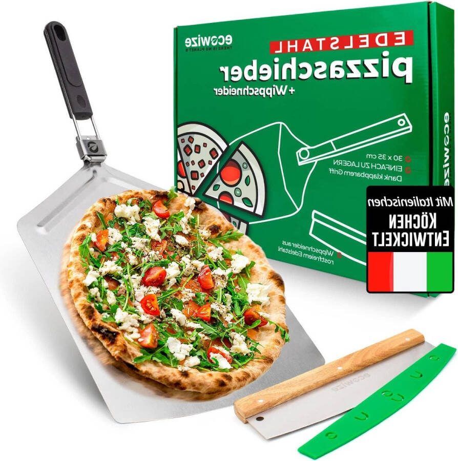 Professionele roestvrij stalen pizzaschep XXL met inklapbare handgreep extra groot 30 cm x 35 cm pizzaspatel topafwerking