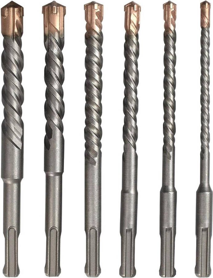 Professionele SDS Plus Hamerboor Betonboor met 4 hardmetalen snijkanten Ideaal voor boren in steen beton natuursteen 6-delige set (160 mm)