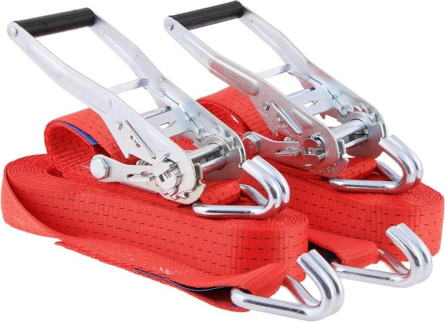 Professionele spanbanden set van 2 transportbanden TÜV-getest belastbaar tot 5000 kg 50 mm breed DIN EN 12195-2 sjorbanden met haken Spanbanden met ratel