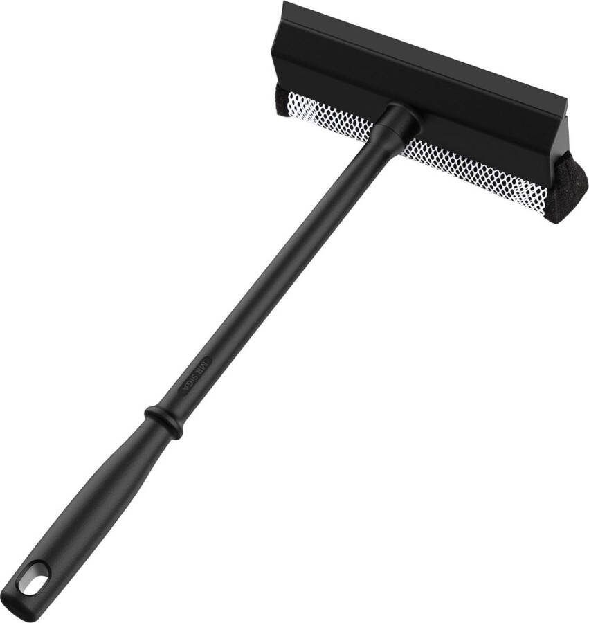 Professionele zuigmond voor autoruiten wassen 2 in 1 Raamtrekker Ruitenwassen Spons Schrobber Rubber Blad Raamreiniger met Handvat Zwart