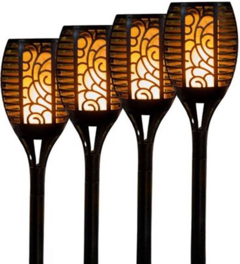 Proventa Solar tuinfakkel met sensor 2in1 Vlam-effect tuinverlichting 4 stuks