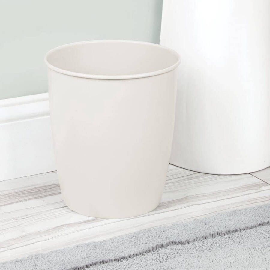 Prullenmand – stijlvolle afvalbak voor badkamers slaapkamers en kantoren – kleine vuilnisemmer voor tissues en afval – crème