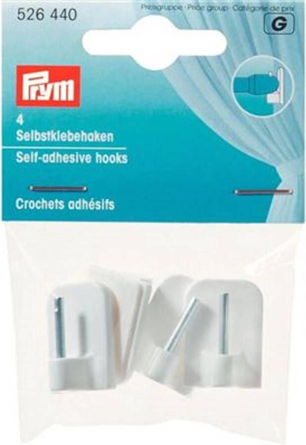 Prym zelfklevende vitrage embrasse opneem haakjes 4 stuks