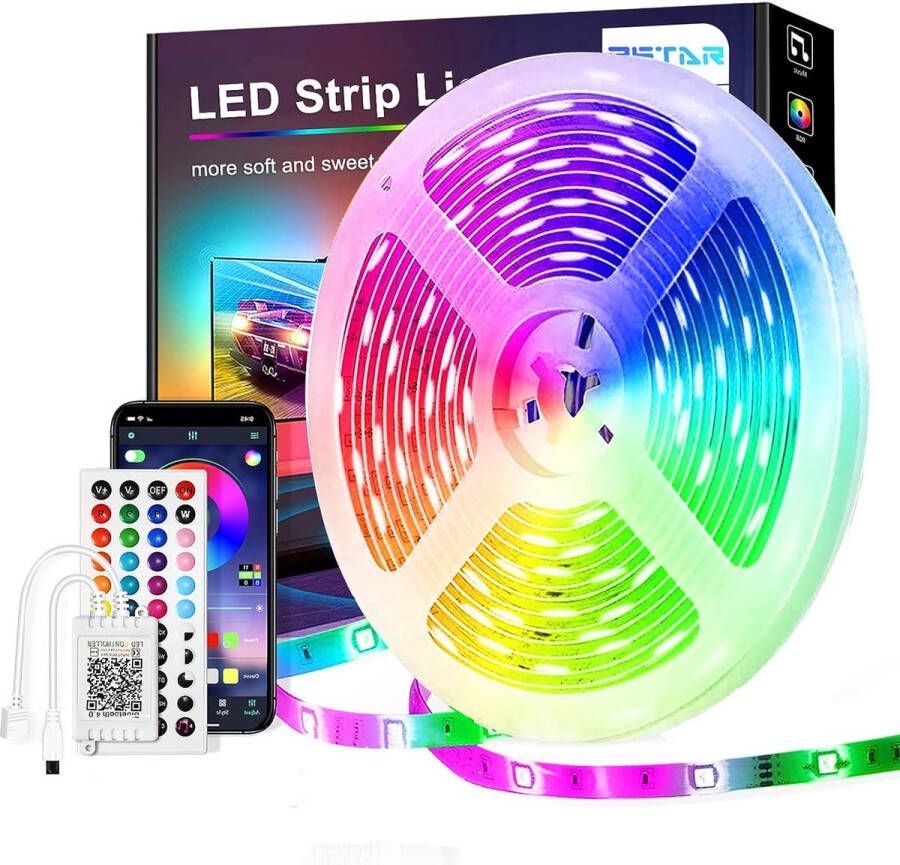 PSTAR LED Strip 15M Bluetooth RGB Verlichting App Controle Flexibele Smart Led Strip RGB Kleurverandering Muziek Timing Licht