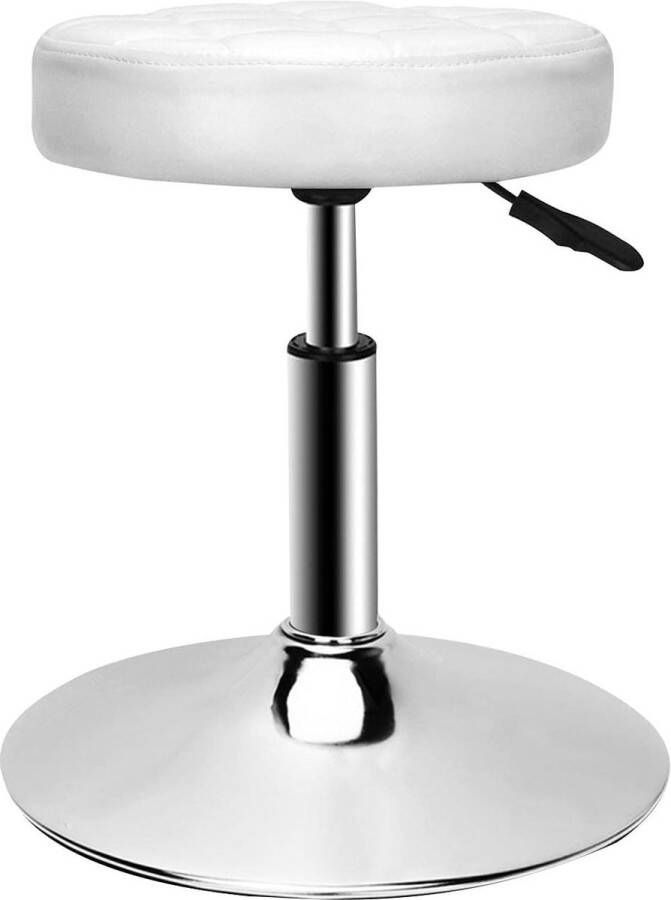 Pu lederen draaibare verstelbare kruk 40-53cm werkkruk zachte massagekruk barkantoor verf (wit)