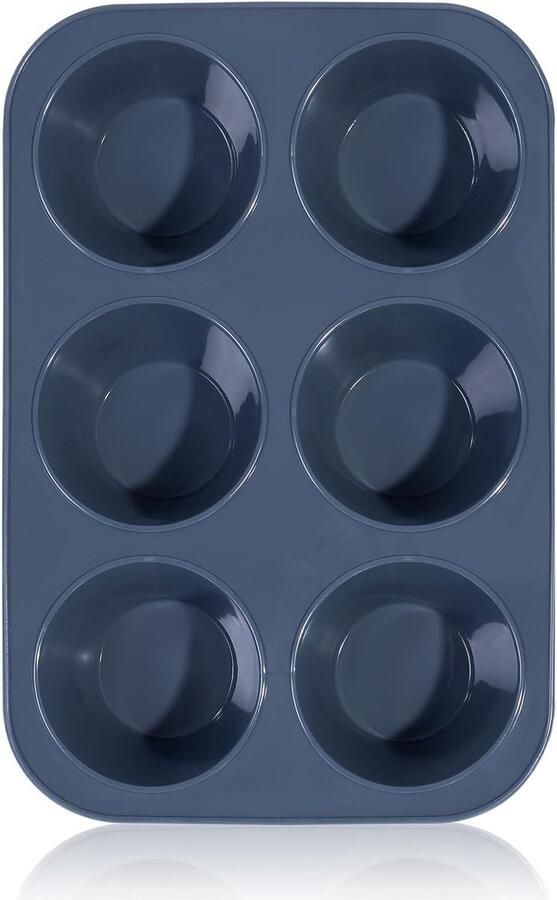 Puddingvorm Gigantische Muffinvorm Van Siliconen Voor 6 Muffins Anti-aanbaklaag Muffinplaat-Gigantische Cupcake Blik-Brownies Broodje Cake Bakvorm-Boor Yorkshire Pudding 278 x 19 x 5 cm (Grijs) puddingvorm