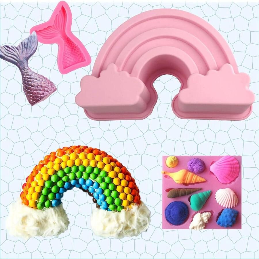 Puddingvorm Silicone Regenboog Cakevorm Kinderverjaardag Tulbandvorm Anti-aanbaklaag Bakvorm Grote Puddingvorm Cake Mousse Brood puddingvorm