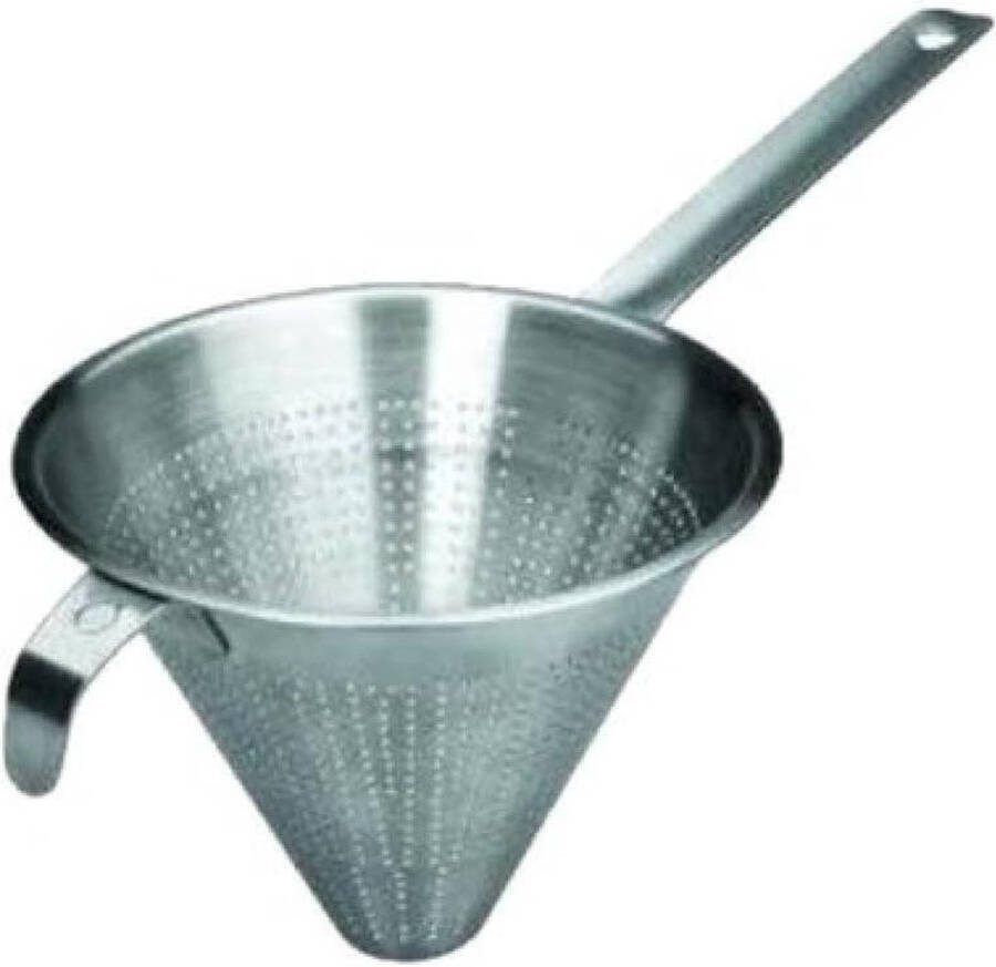Puntige zeef Prisma van roestvrij staal zilver 18 cm keukenaccessoire Zeef met handvat sieve