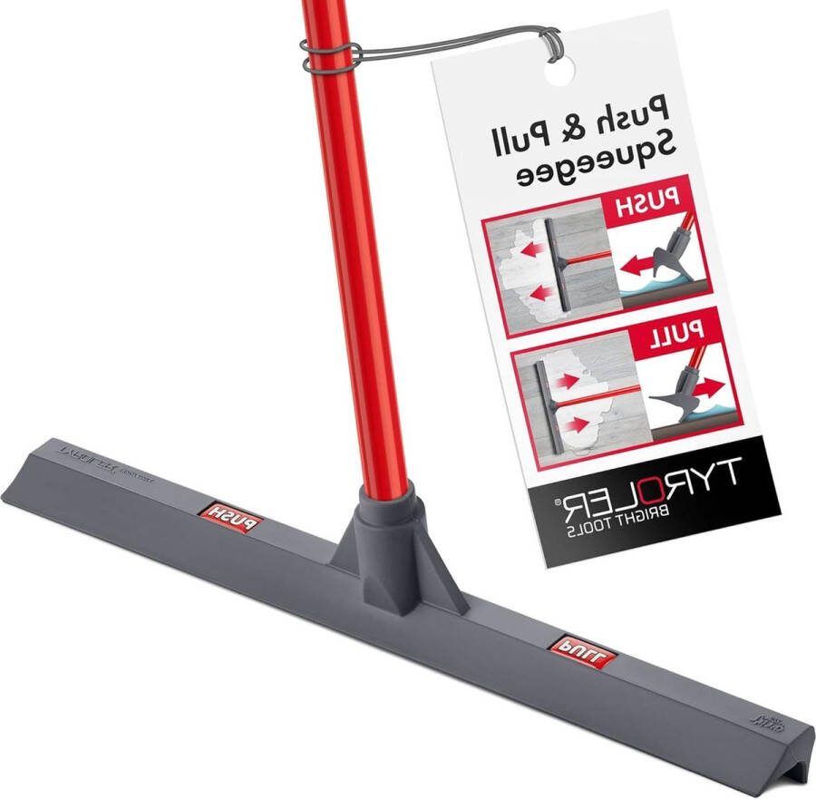 Push & Pull Squeegee met 44 cm siliconen kop 140 cm anti-roest handvat 100% siliconen aluminium 4-delige handgreep ideaal voor vloeren van hardhout marmer tegels en garage