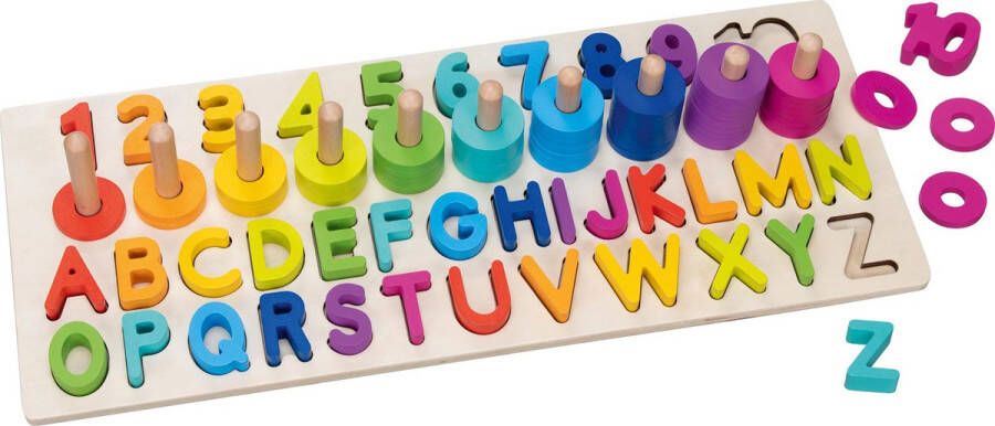 Goki Puzzel: CIJFERS & LETTERS 43x18x7cm 91-delig hout 3+