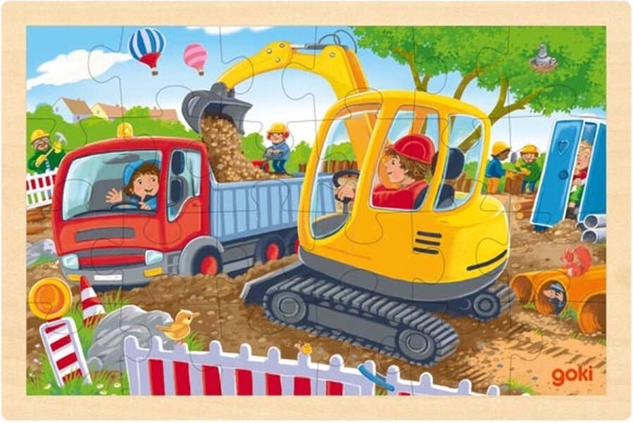 Goki Puzzel: GRAAFMACHINE 40x30x0 8cm 96-delig hout 3+