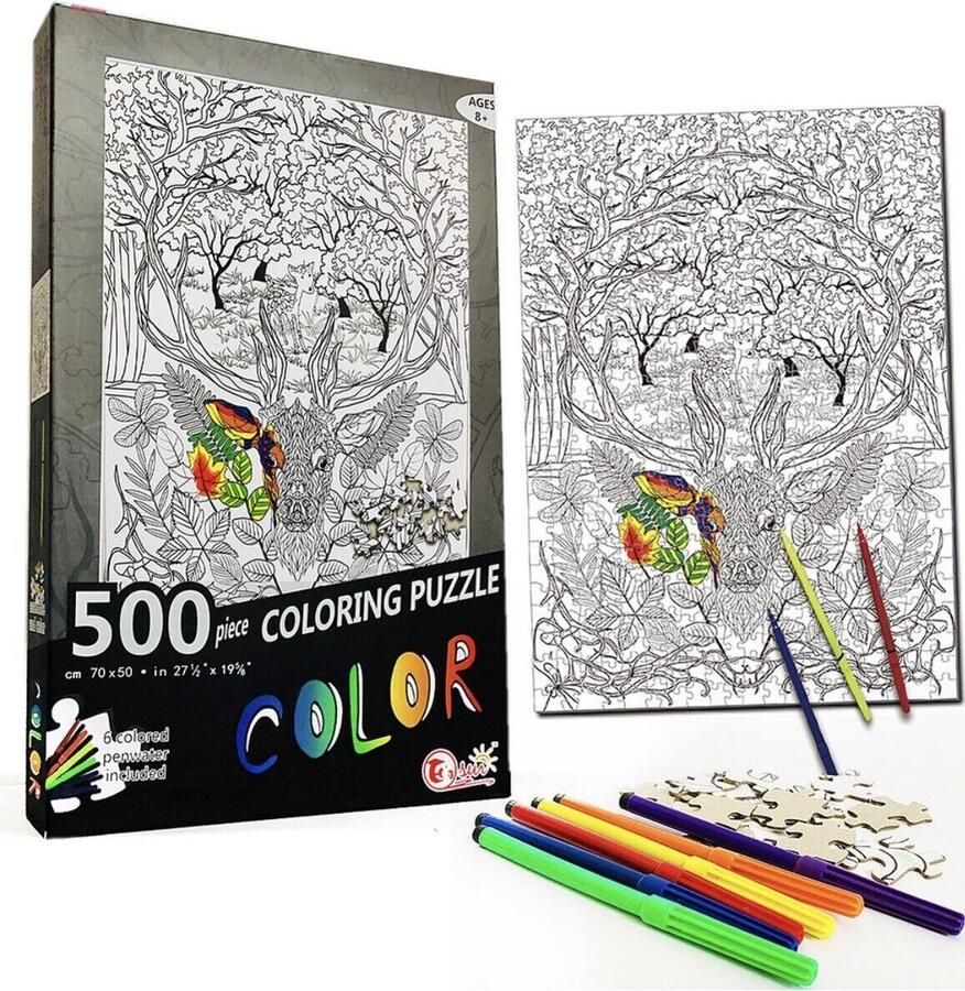 Puzzel Mindfulness inkleuren Hert inclusief stiften 500 stukjes