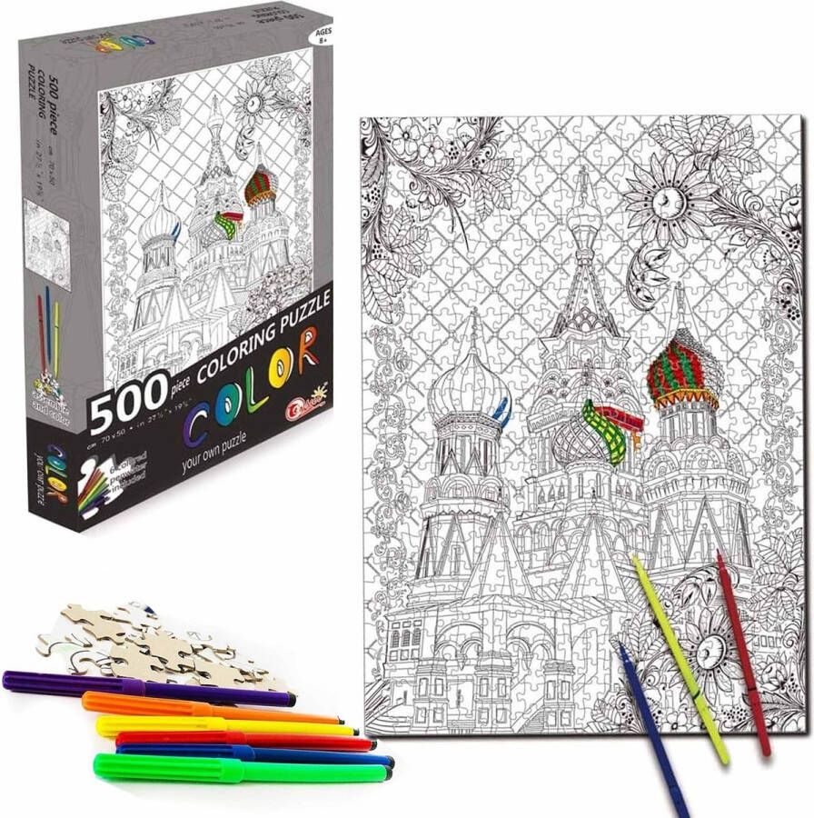 Puzzel Mindfulness inkleuren Tempel inclusief stiften 500 stukjes