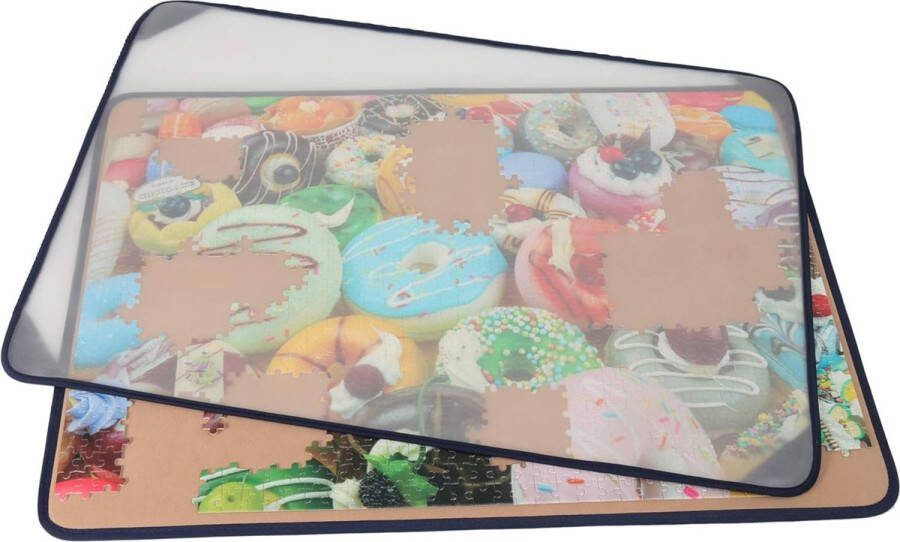 Puzzelbord draagbare puzzelmat met stofdichte hoes voor het opbergen van puzzels antislipoppervlak (kaki biedt plaats aan maximaal 1500 stukjes)