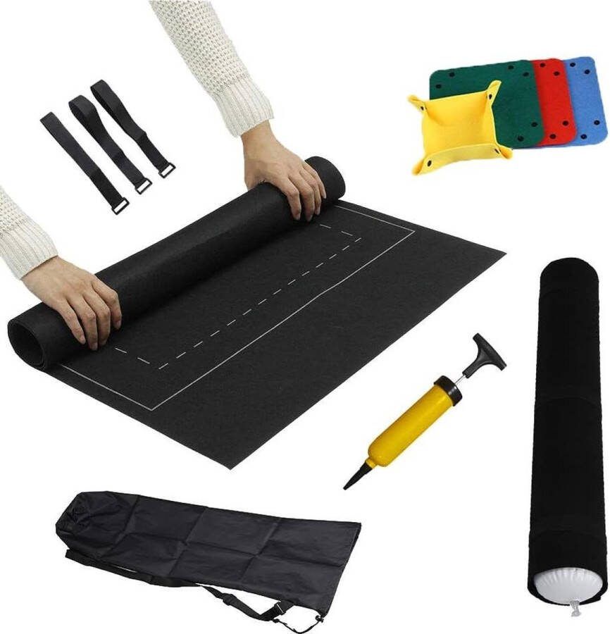 Puzzelmat 1000-2000 stukjes 15 mm opblaasbaar rollen met puzzeltablets inflator tas riemen zwart