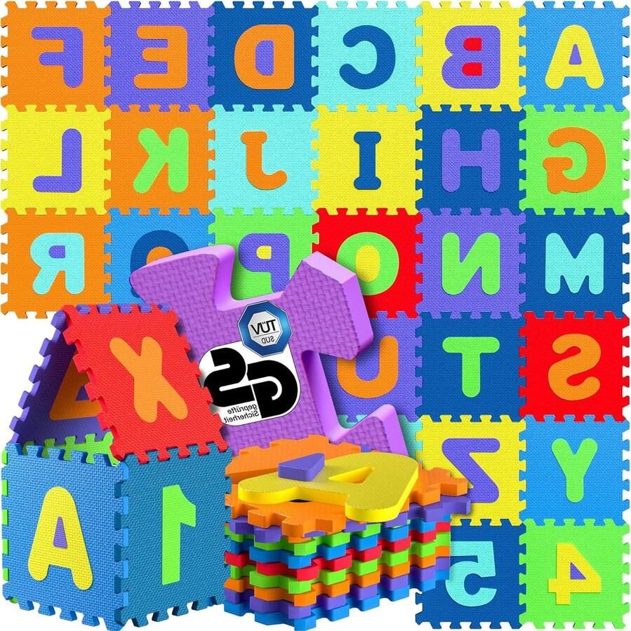 Puzzelmat 86-delig voor Baby en Kinderen 33m² Speelmat met Letters en Cijfers ABC Leermat XXL Schuim Vloerbescherming play mat baby