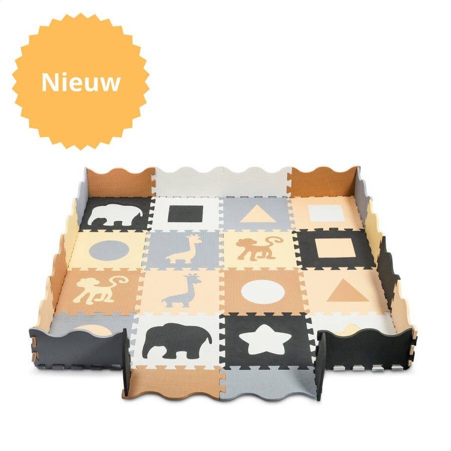 Puzzelmat Baby Speelmat Foam Opvouwbaar Speelmat Baby 142 x 142 cm Baby Speelmat Bruin