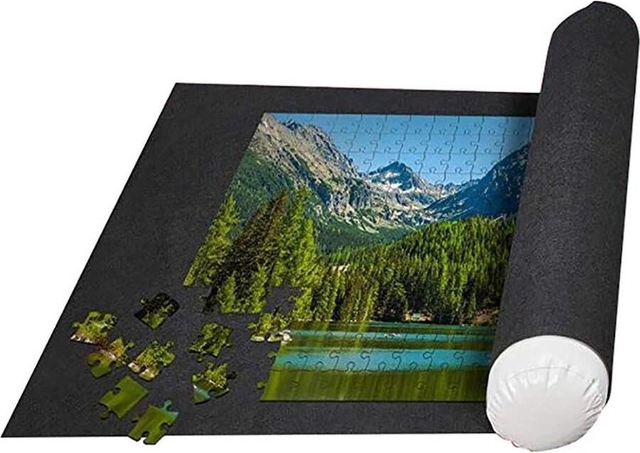Puzzelmat Oprolbaar Opvouwbaar Puzzelmap 116 x 66 cm Zwart