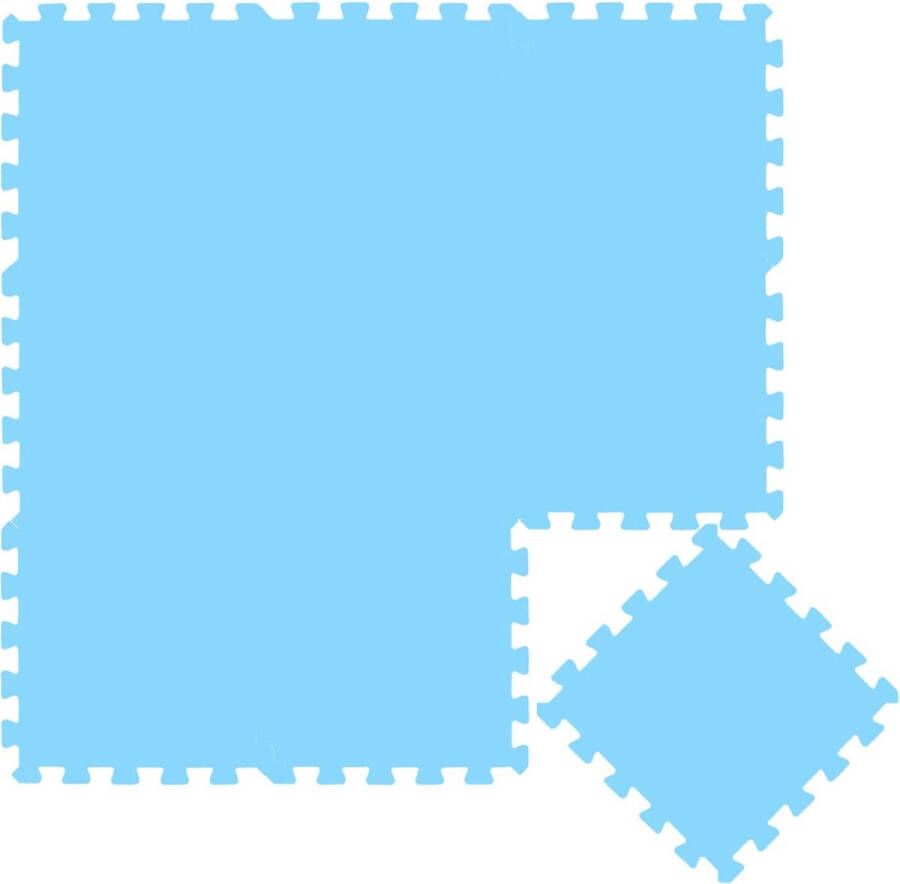Puzzelmat van Foam – 30x30cm 9 Delig – Vlo – Speelmat voor Baby s en Kinderen – Licht Blauw