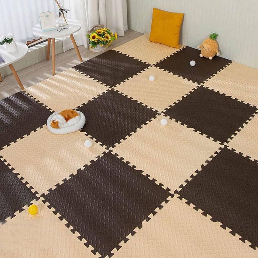 Puzzelmat voor baby's 18-delig speelmat schuimrubber kindertapijt vloerbeschermingsmat 30x30x12 cm 16 m² trainingsmatten yogamatten