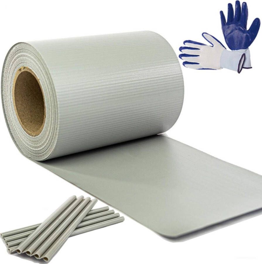 Pvc Garden Privacy Hekstroken Voor Tuinhek 35 M Lang En 019 Cm Breed Lichtgrijs Tuinhandschoenen Inbegrepen