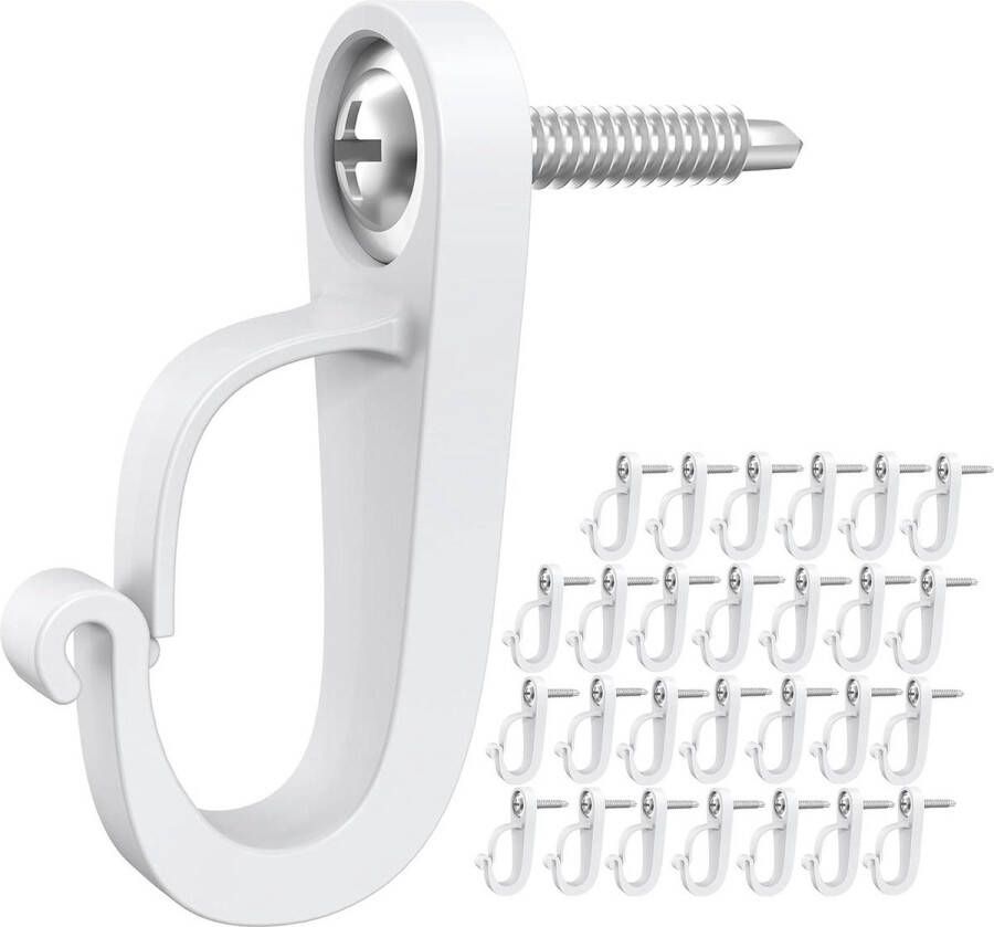 Q-Hanger haken 28-pack schroefhaken voor buiten lichtslingers en garage nieuwjaarsfeest hangende decoraties voor huis veiligheidsgesp ontwerp gemakkelijk los te rotating ceiling hook