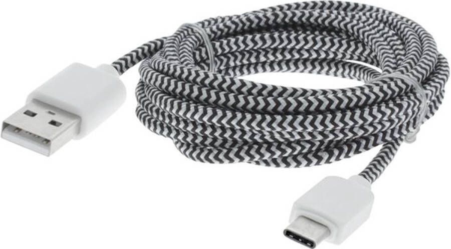 Q-Link datakabel USB Type C 2 m zwart wit