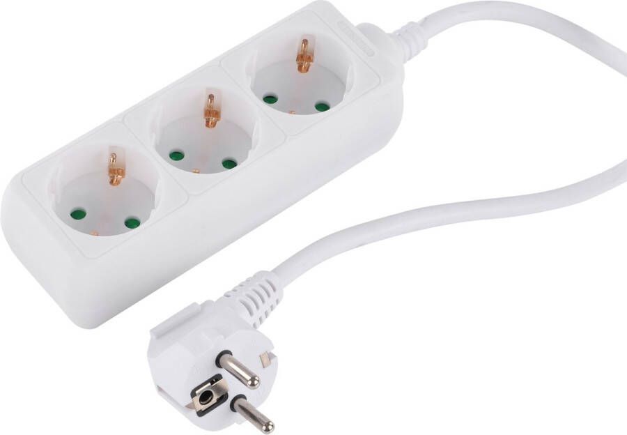 Q-link stekkerdoos 3 voudig Randaarde 1.5 mtr kabel Max 3500 W Kinderbeveiliging Wit