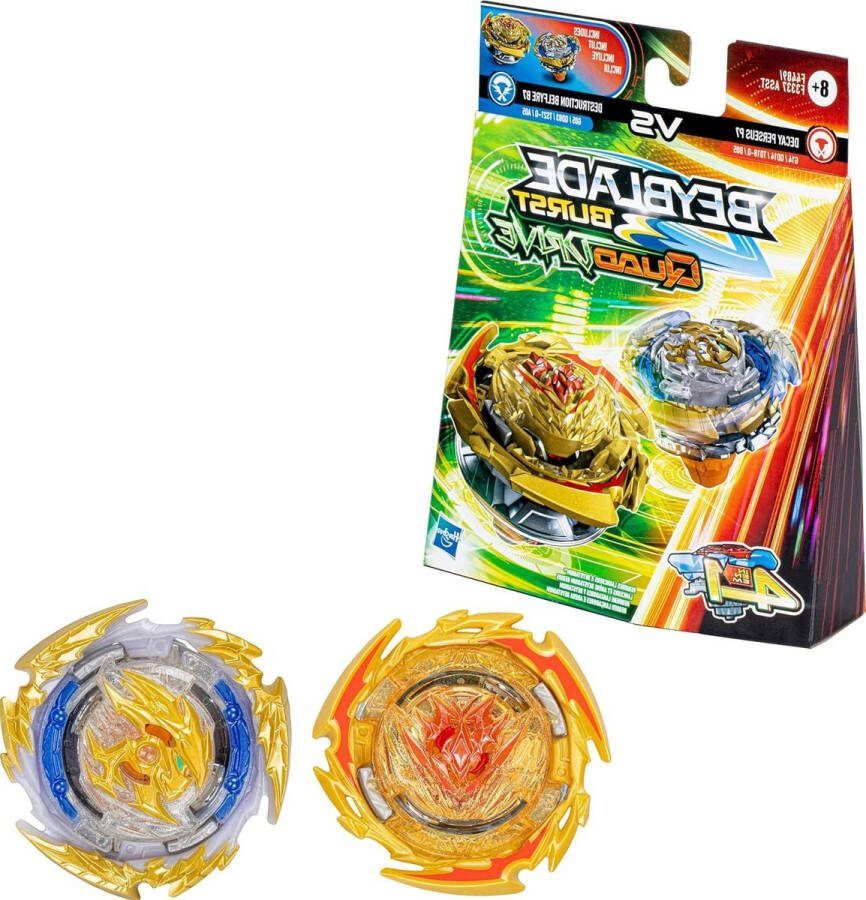 Quad Drive Decay Perseus P7 VS Destruction Belfyre B7 Tol Beyblade Burst F4489 met Hasbro