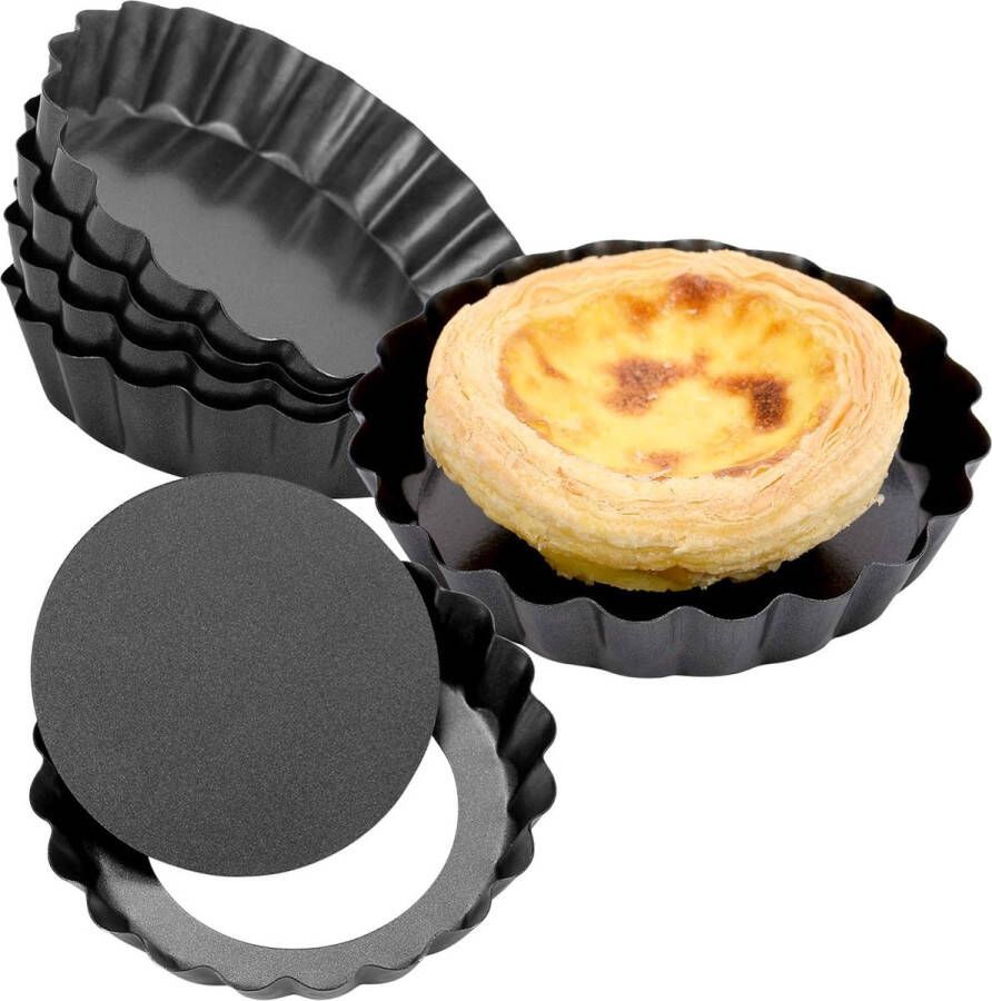 Quichevormpjes 8 stuks Metaal Diameter 10 cm Quichevorm Profi Losse Bodem Bakvorm Taartvorm Bakblik met losse bodems hittebestendig eieren cakevorm taart bakpan