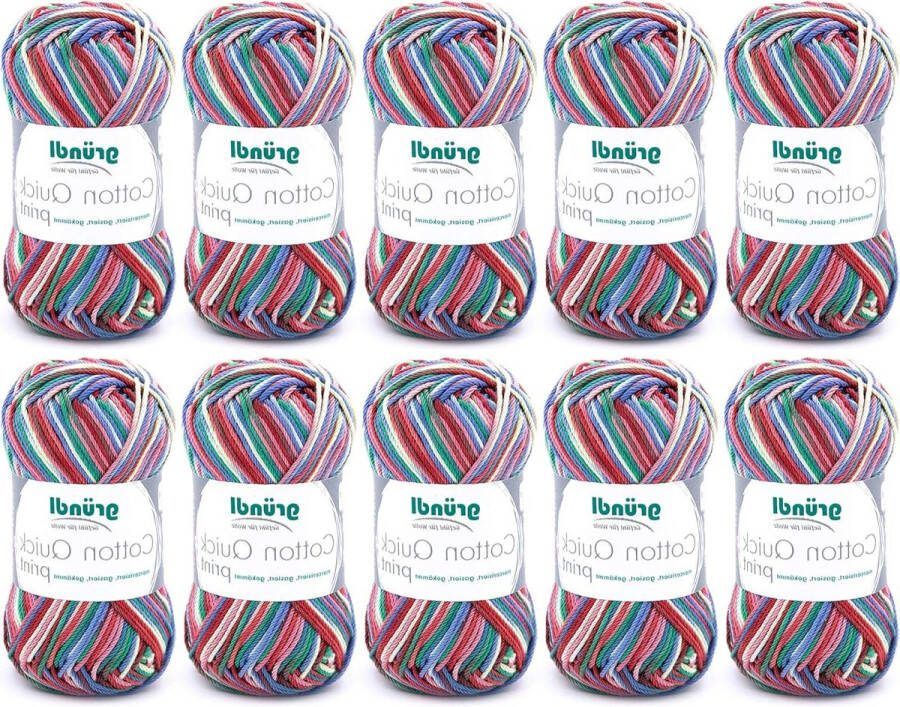 Quick Print Breigaren Haakgaren van 100% Katoen Rood Blauw Geel Oeko-Tex Gecertificeerd 50 g 125 m