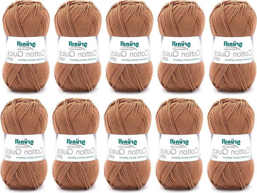 Quick Uni Breigaren 100% Katoen 10 Bollen Caramel Oeko-Tex Naalddikte 3-4
