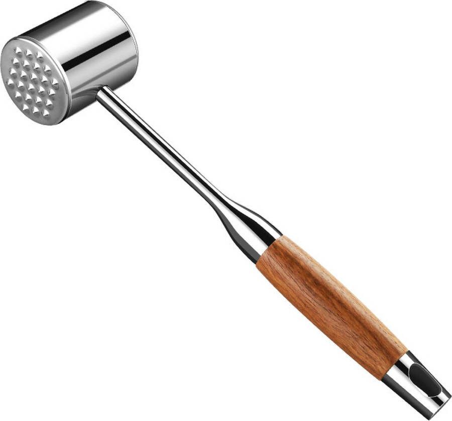 Quickerly Vleeshamer Vleesvermalser Hamer Voor Vlees Vleeshamer aluminium Vleesprikker – Schnitzelhamer – zware steakhamer met houten handvat 2 in 1 vleeshamer