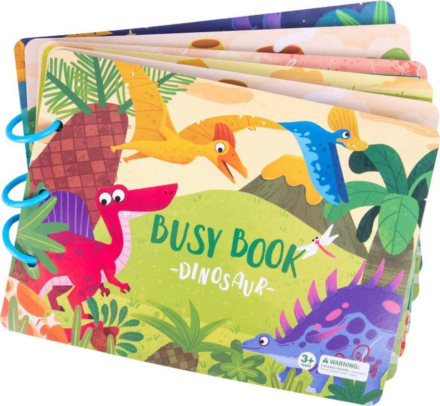 Quiet book Montessorri Busy book- Dino Activiteitenboek Stickerboek 3-6 jaar