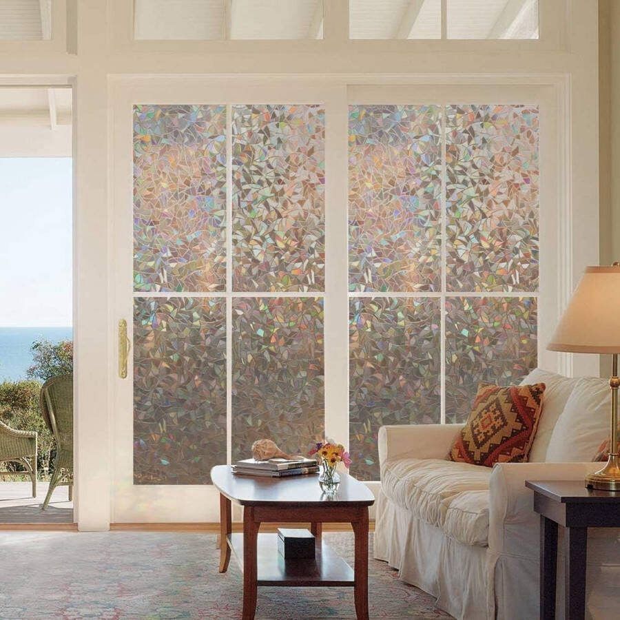 Raamfolie anti-UV privacyfolie ondoorzichtig decoratieve folie zonder lijm statische raamfolie zelfklevende plakfolie zonder lijm 44 5 x 200 cm