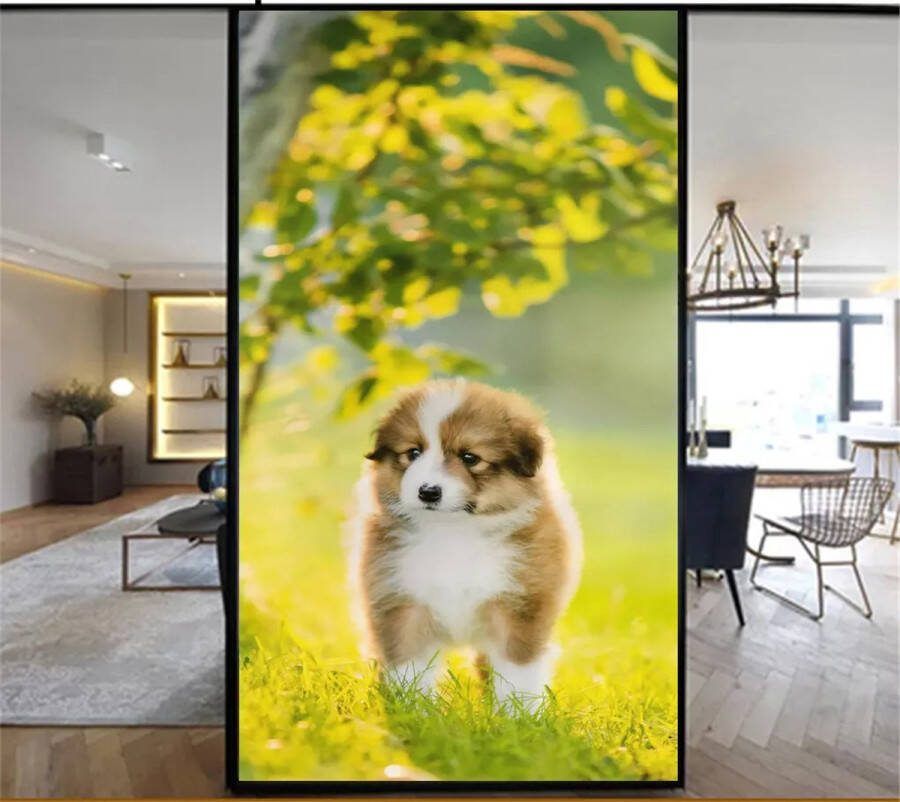 Raamfolie hond pup 60 x 120 cm