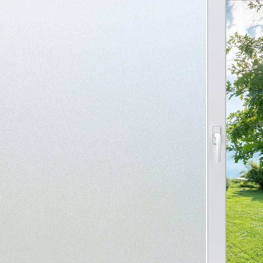 Raamfolie Matglasfolie Inkijkbeschermingsfolie Zelfklevende folie Raamfolie Ondoorzichtig Anti-UV Statische Inkijkbeschermingsfolie Mat Voor Badkamer Kantoor Woonkamer Wit 44 5 x 400 cm