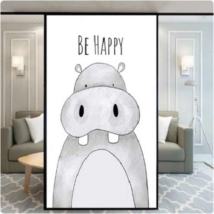 Raamfolie nijlpaard be happy 40 x 100 cm